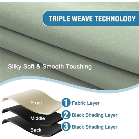 100% Blackout Curtains for Bedroom Thermal Insulated Blackout Curtains 45 inch - Picture 4 of 7